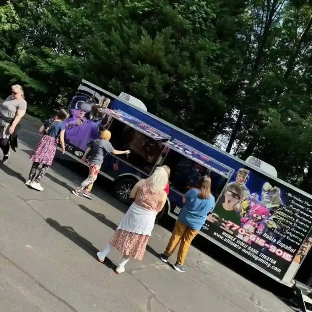 adults outside the gaming truck rentals