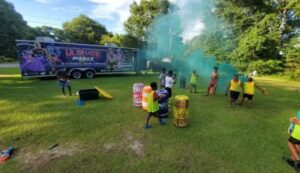 Nerf battle party in Atlanta with bunkers and blasters